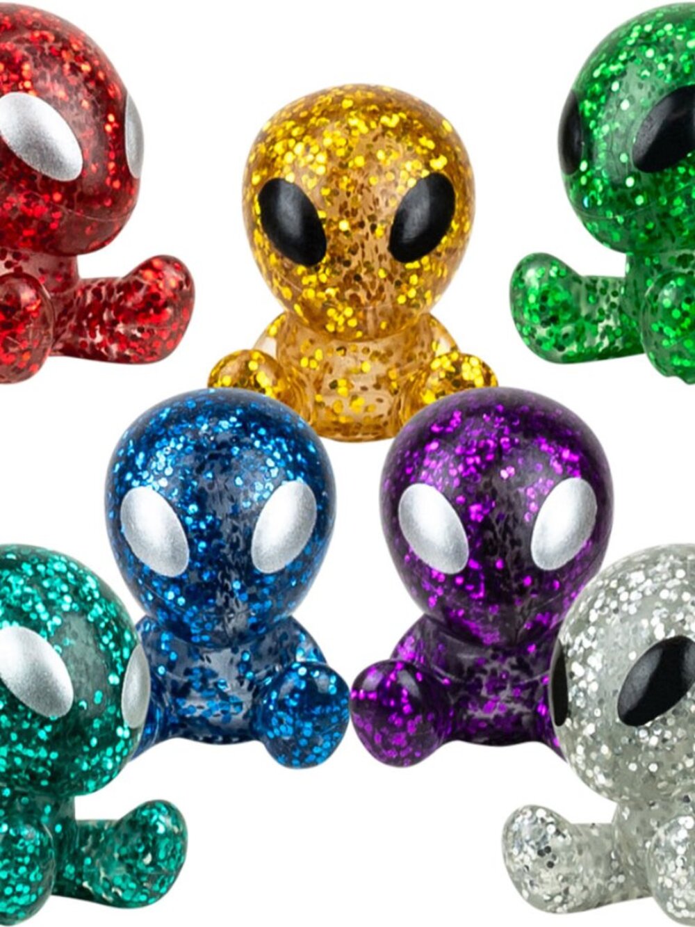 Set of 12 Cute Sparkling Aliens Figures Extra-Terrestrials 1 inch Size